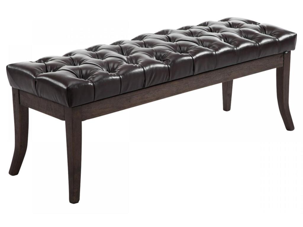 150 x 38 x 46 cm Bench Wood Faux Leather Brown