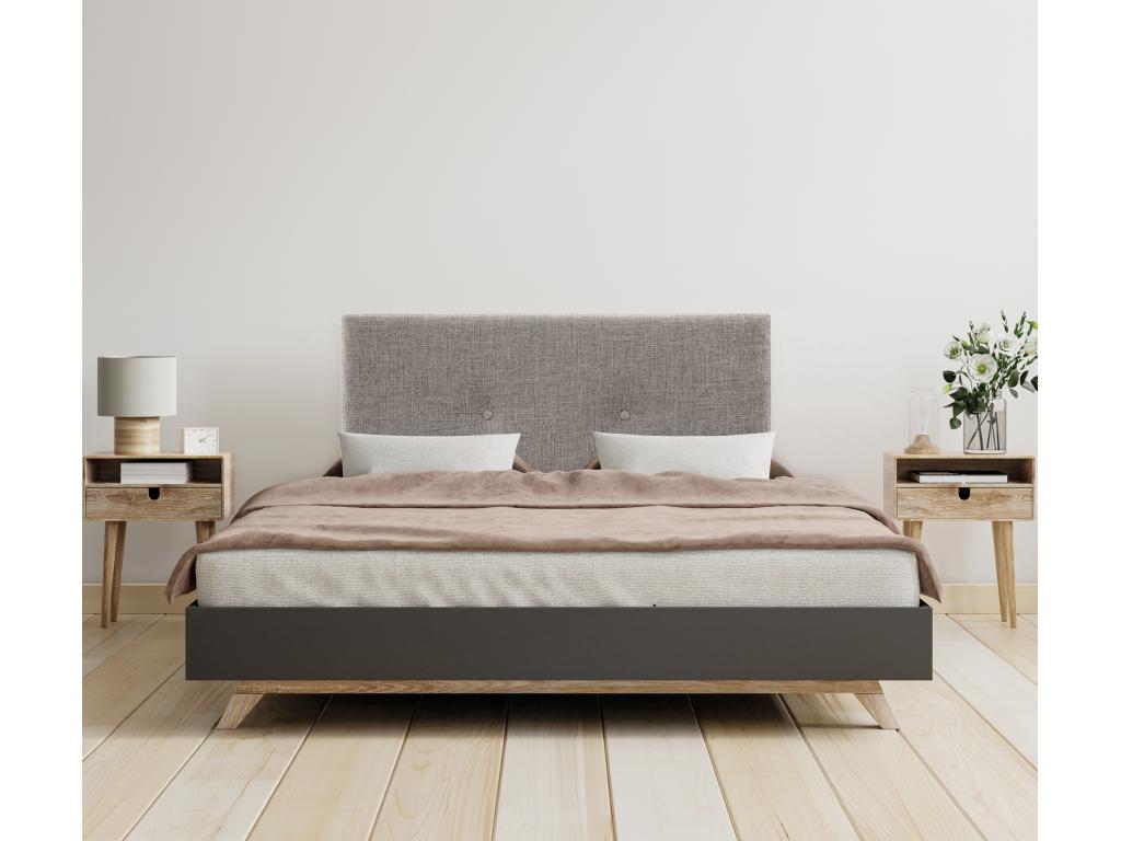 105 x 105 cm Bed Wood Gray