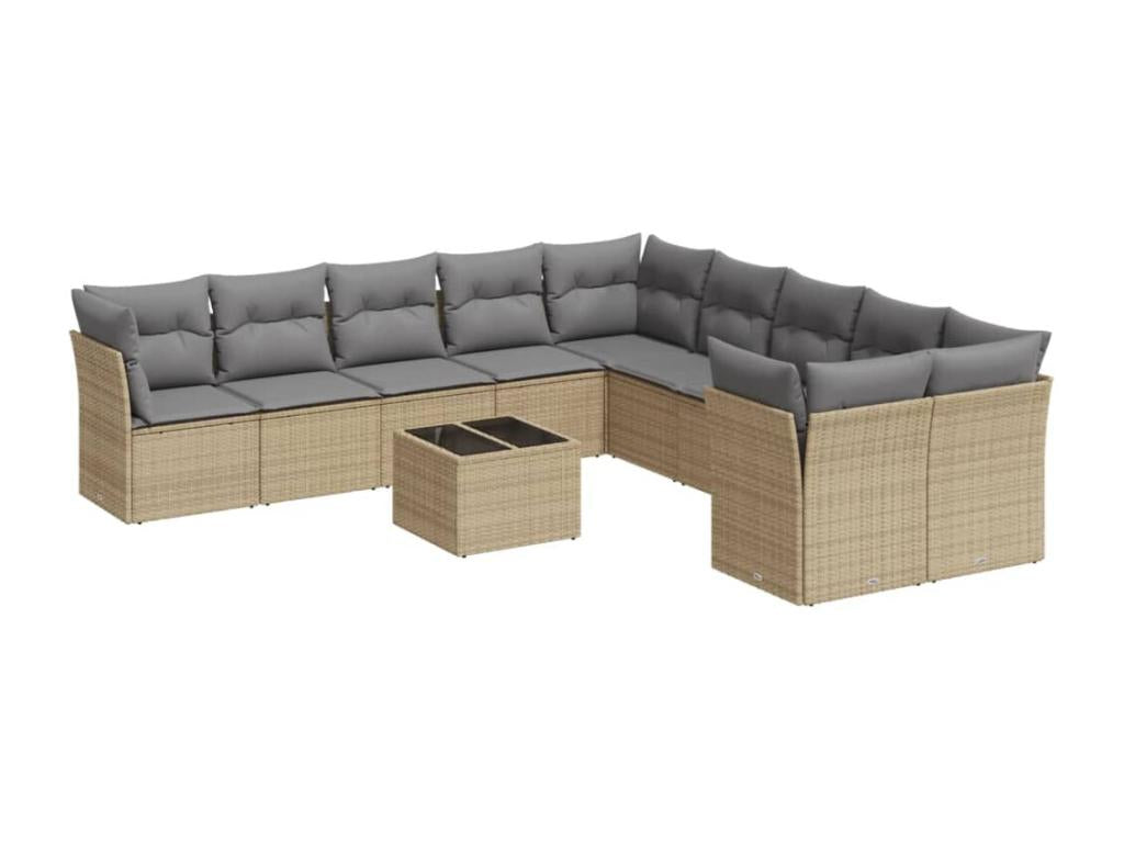 55 x 55 x 37 cm Patio Furniture Set 11-piece Resin Wicker Resin Beige