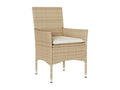 70 x 70 x 67 cm Outdoor Dining Set 7-piece Wood Rattan Beige