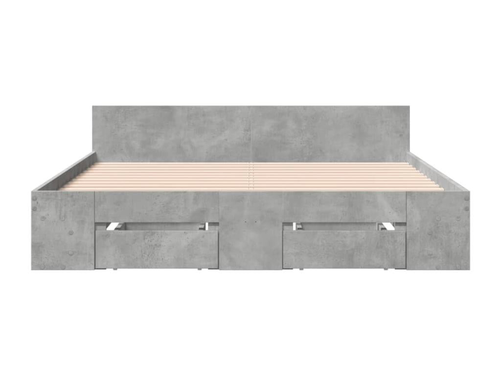 135 x 190 cm Bed Frame Wood Concrete Finish Gray