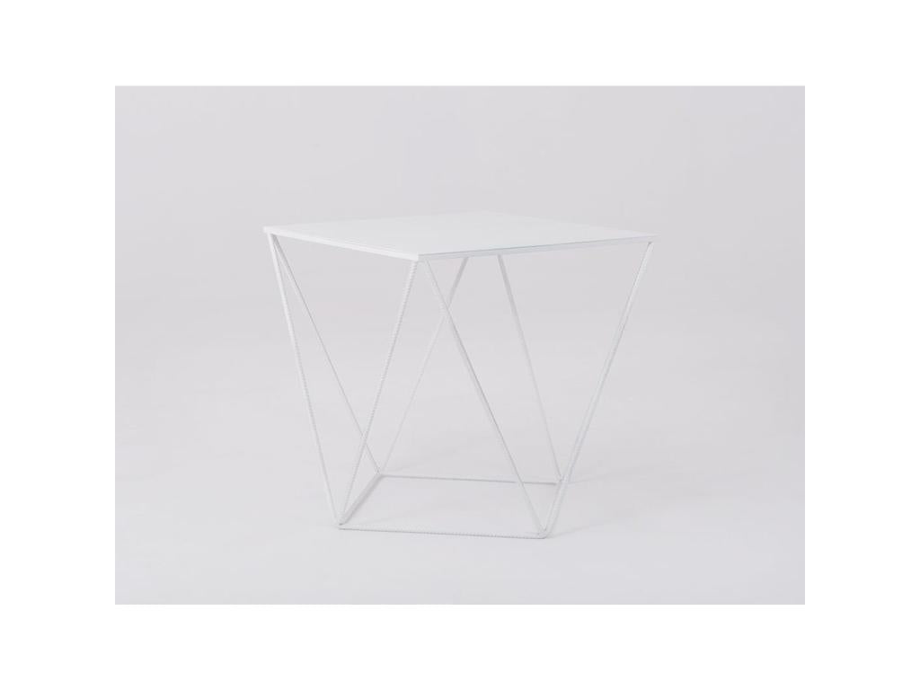 55 x 55 x 55 cm Coffee Table Metal White