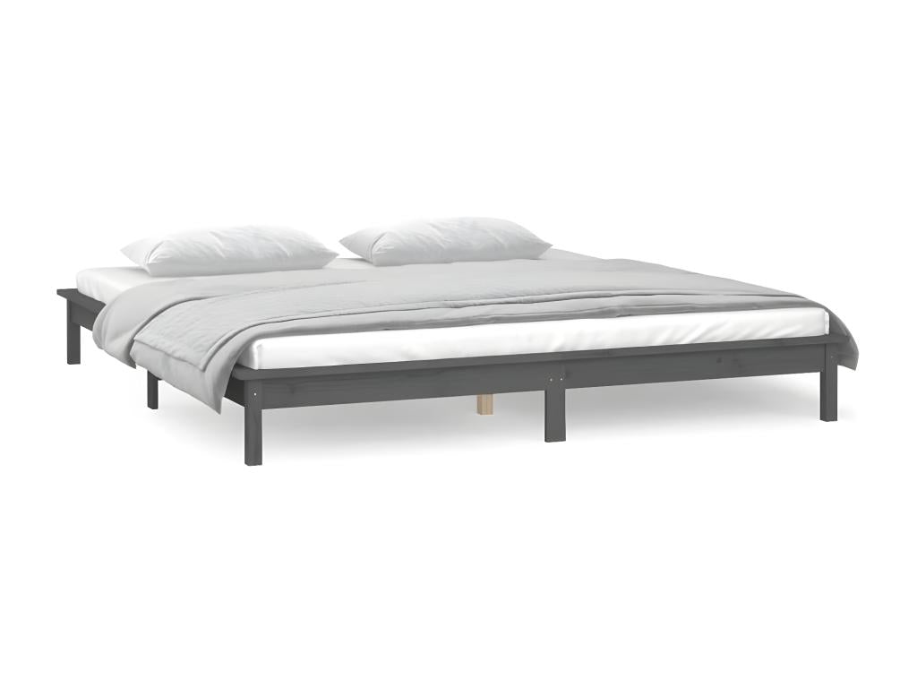200 x 200 cm Bed Frame without Mattress Solid Wood Gray