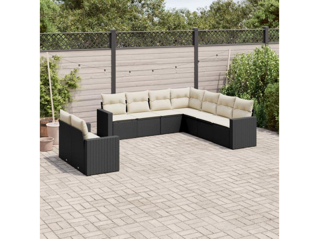 62 x 62 x 69 cm Patio Furniture Set 9-piece Resin Wicker Resin Black