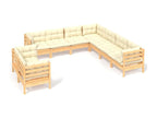 70 x 63 x 60 cm Patio Furniture Set 9-piece Wood Steel Cream