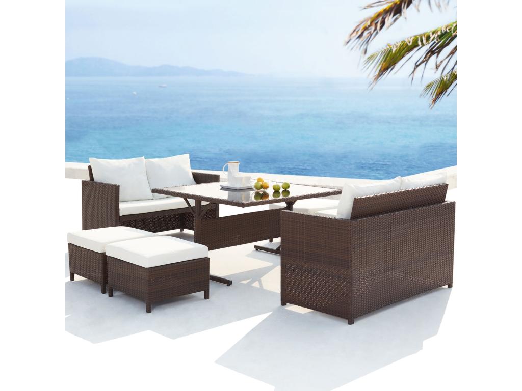 74 x 41 x 37 cm Patio Furniture Set Resin Wicker Resin Brown