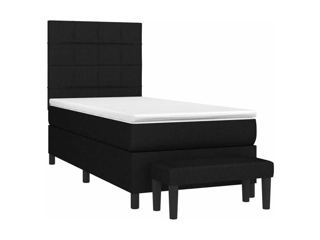 100 x 200 cm Box Spring Bed with Mattress Fabric Black