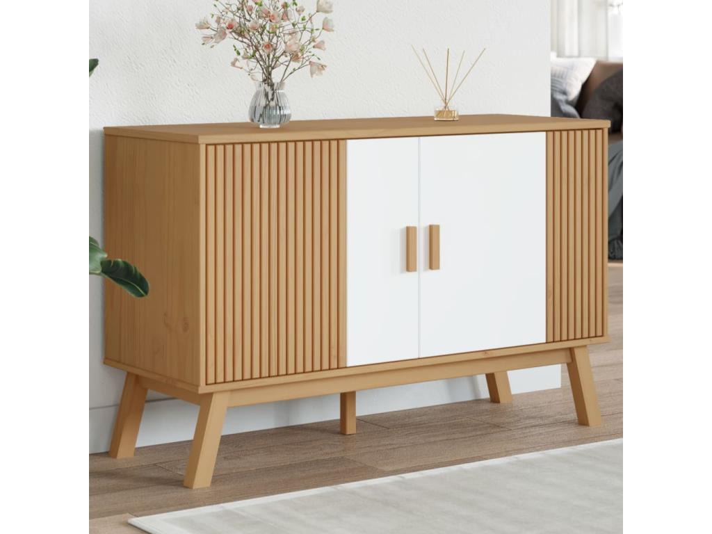 114 x 43 x 73.5 cm Sideboard Solid Wood White