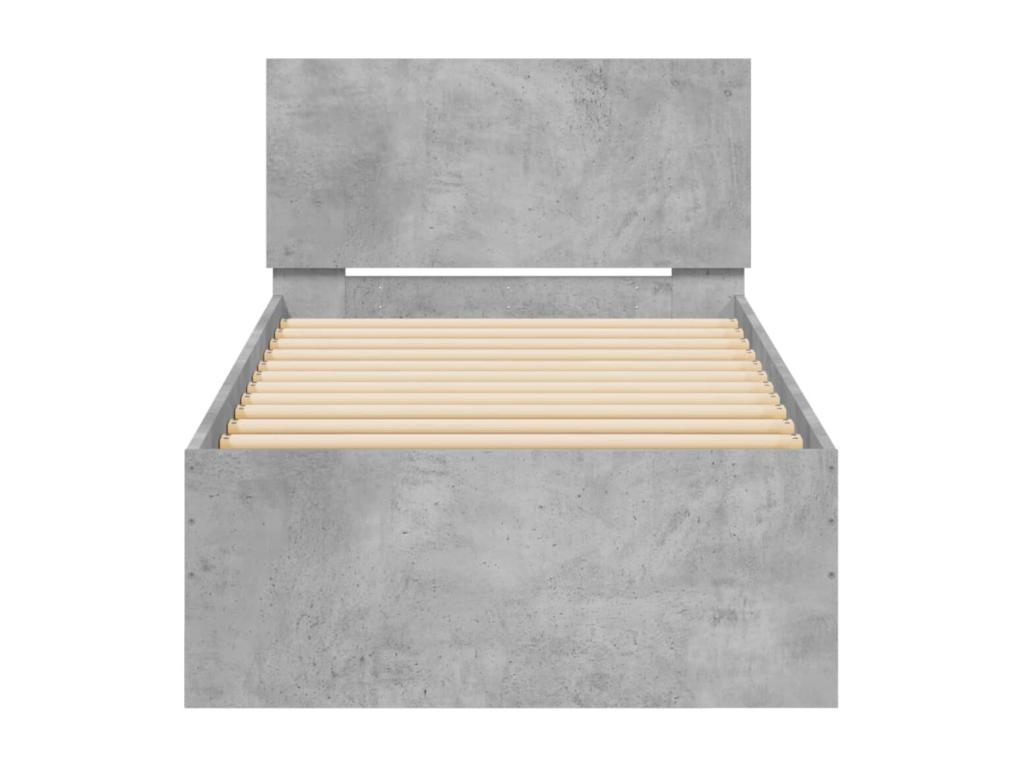 75 x 190 cm Bed Frame Wood Concrete Finish Gray