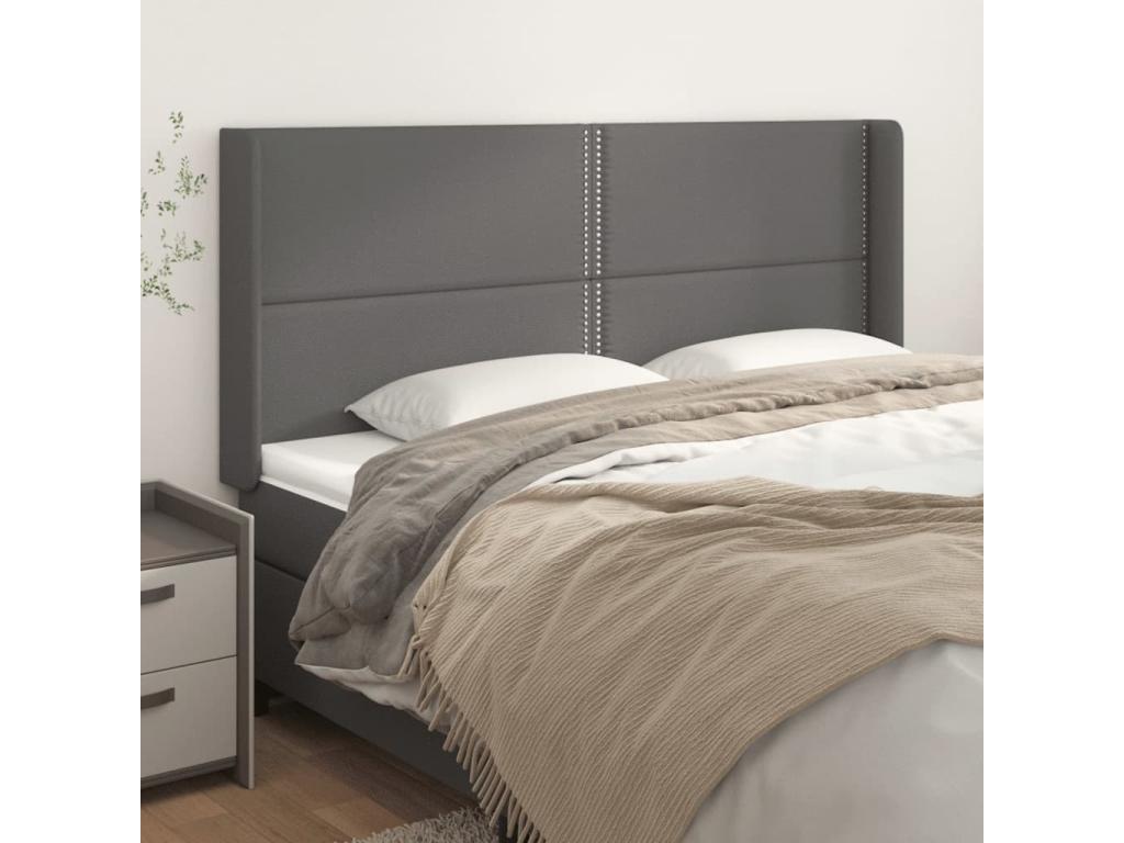 163 x 16 x 128 cm Bed Faux Leather Leather Gray