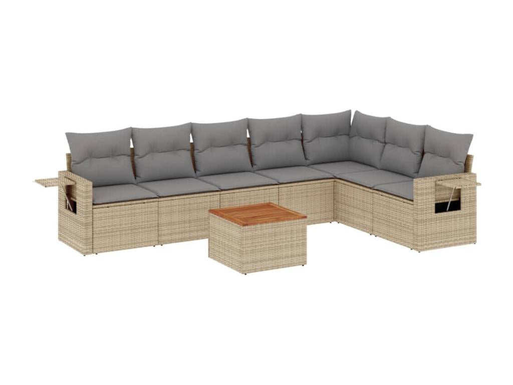 80 x 50 x 33 cm Patio Furniture Set 8-piece Resin Wicker Resin Beige