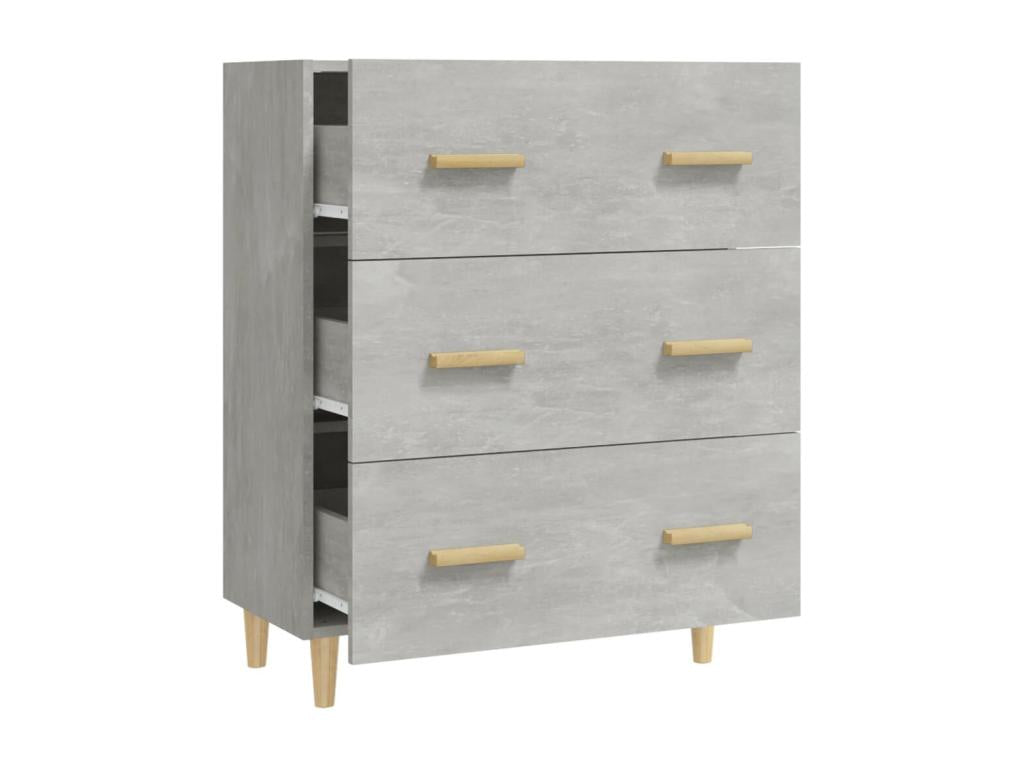 70 x 34 x 90 cm Sideboard Wood Concrete Finish Gray