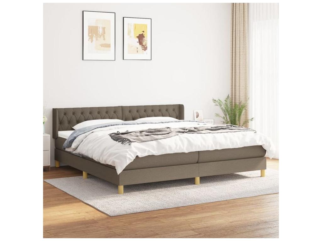 200 x 200 cm Box Spring Bed with Mattress Fabric White