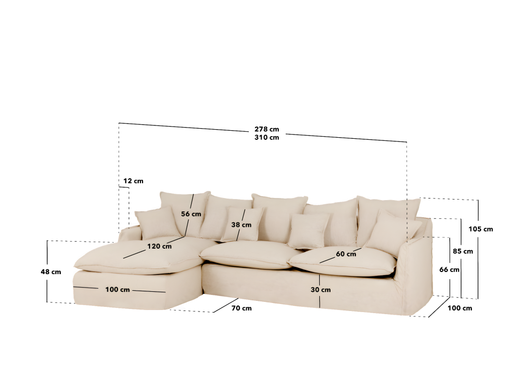 278 x 170 x 95 cm Sectional Sofa Right-facing Blue