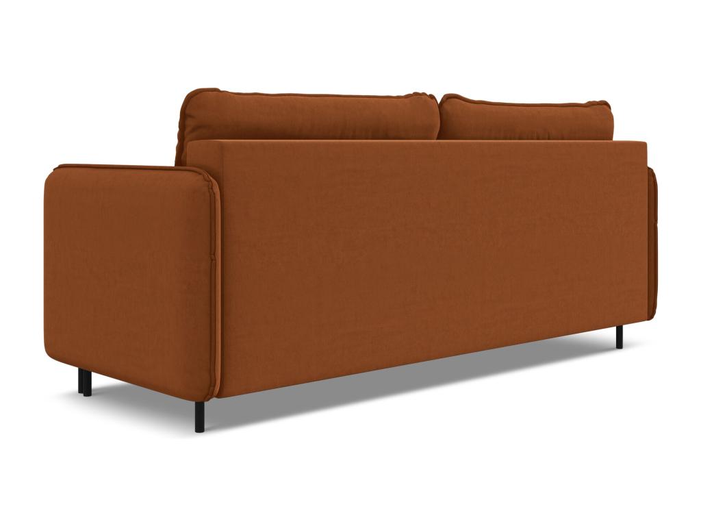 92 x 226 x 90 cm Sleeper Sofa Wood Velvet Terracotta