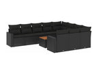 62 x 62 x 69 cm Patio Furniture Set 11-piece Resin Wicker Resin Black