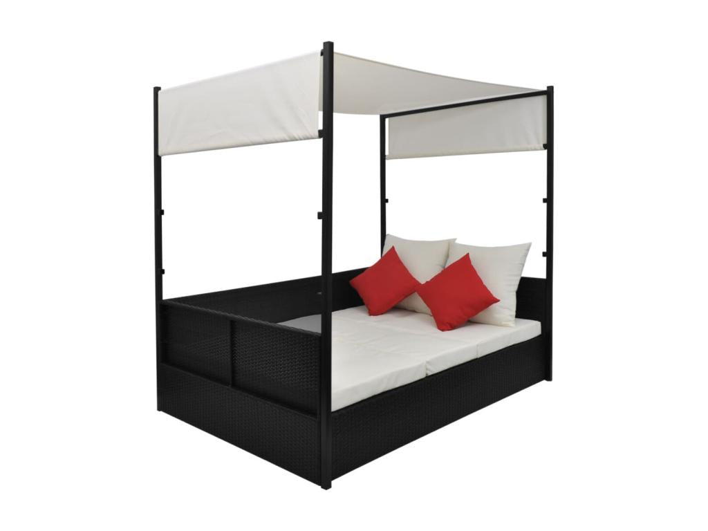 190 x 130 cm Bed Resin Wicker Resin Black