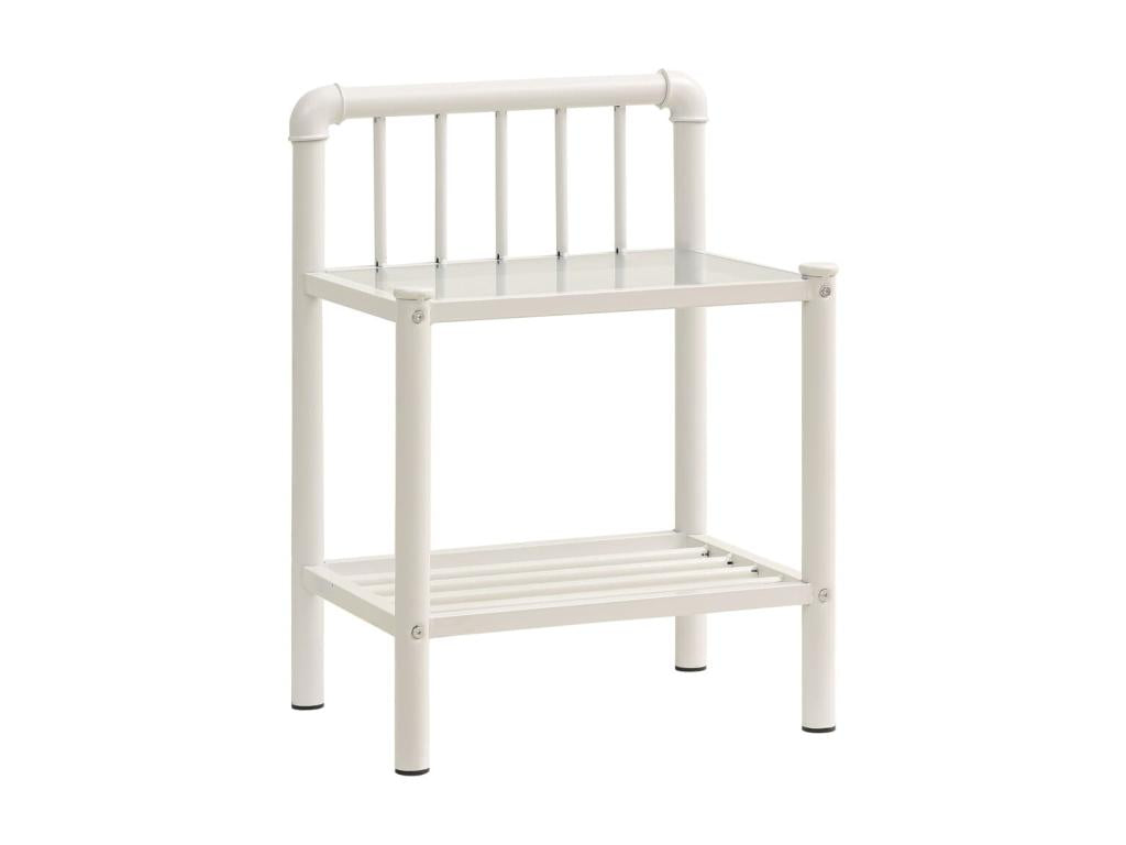 45 x 34 cm Nightstand Glass Metal White