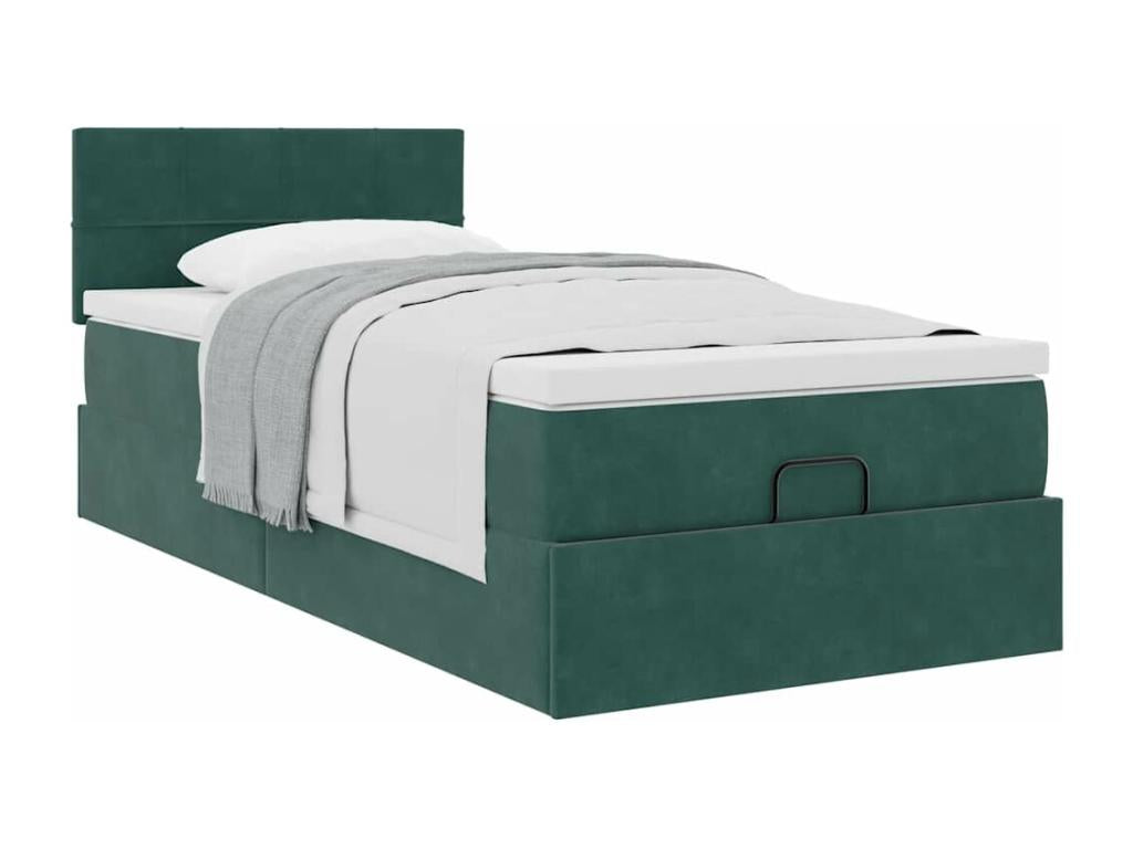 100 x 200 cm Bed Frame with Mattress Velvet Green