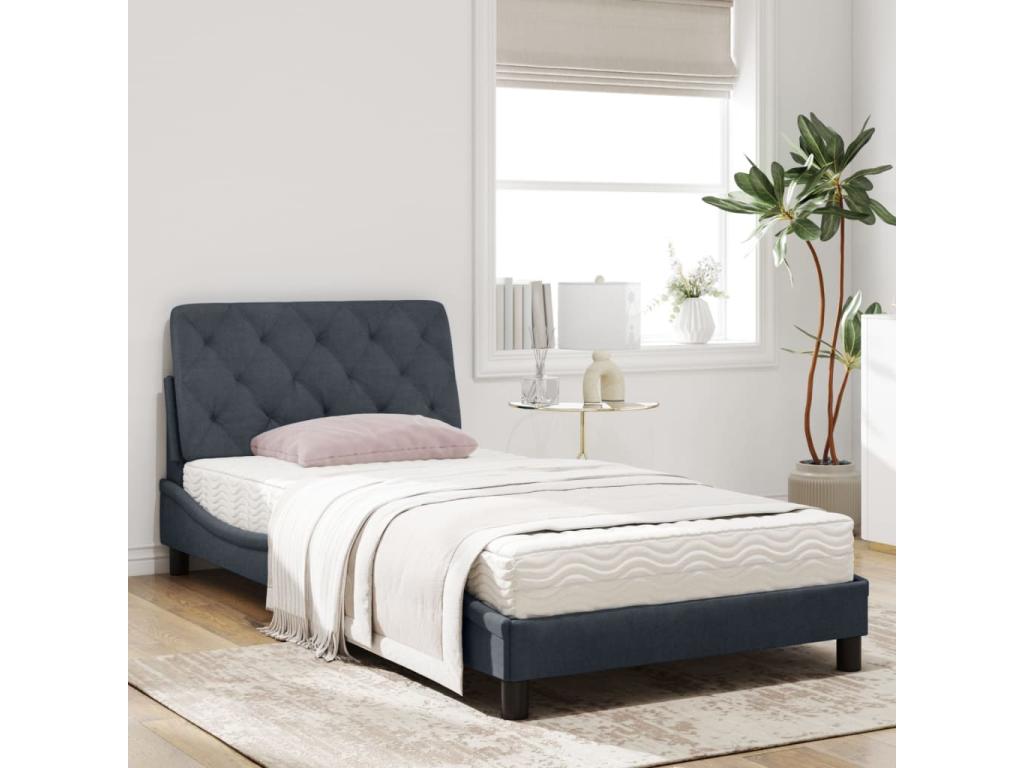 100 x 200 cm Bed with Mattress Velvet Gray