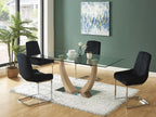 53 x 40 x 49 cm Chair Set of 6 Velvet Metal Black