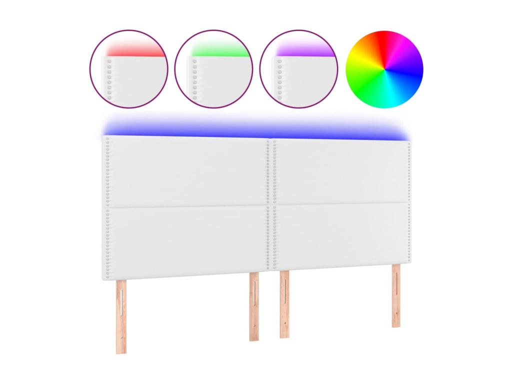 200 x 5 x 128 cm Bed Wood Faux Leather White