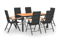 150 x 90 x 74 cm Outdoor Dining Set 7-piece Black