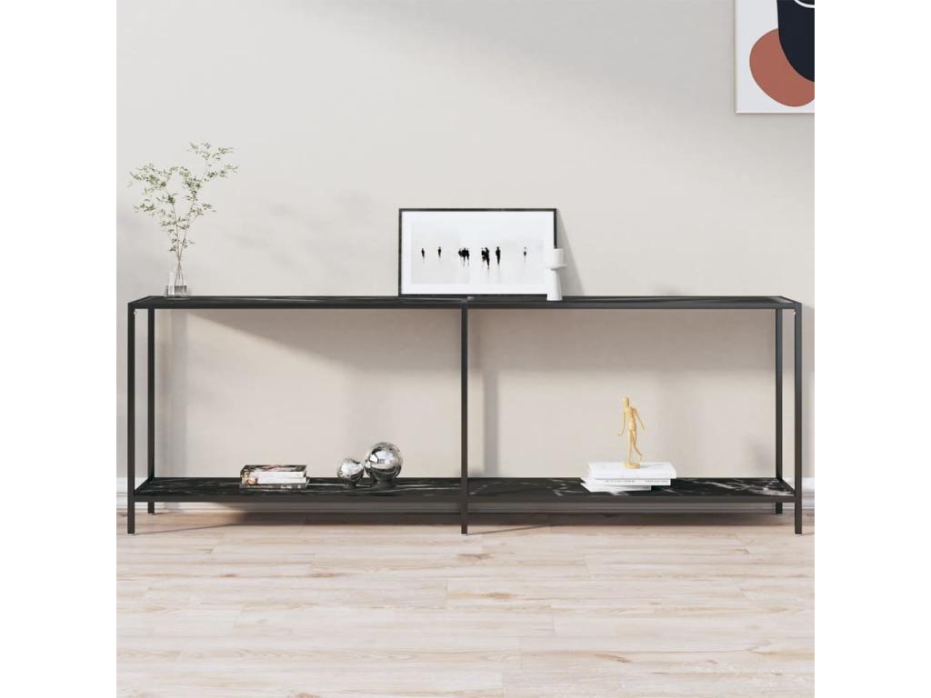 220 x 35 x 75.5 cm Console Table Glass Black