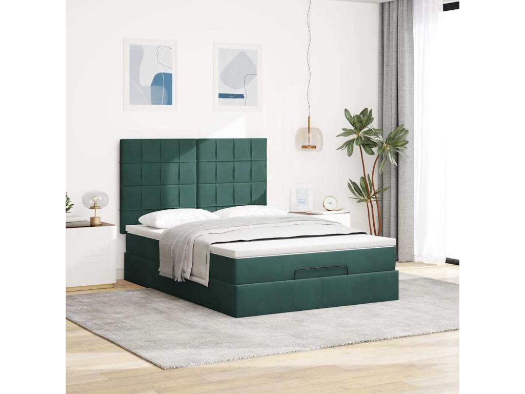 140 x 200 cm Bed Frame with Mattress Velvet Green