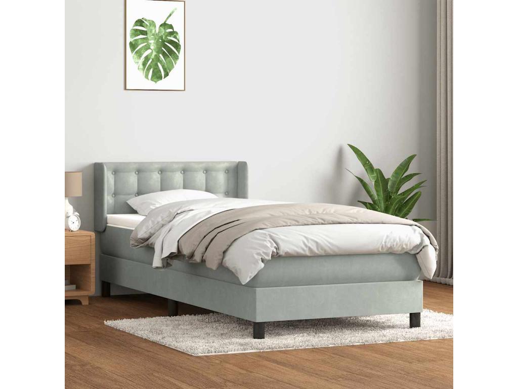 80 x 220 cm Box Spring Bed Velvet Gray