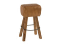 43 x 37 x 75 cm Stool Wood Leather Orange