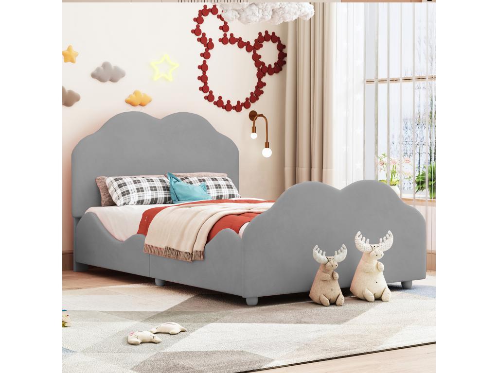90 x 200 cm Box Spring Bed Velvet Gray