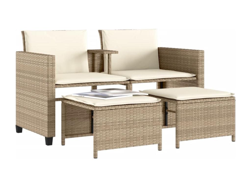 62 x 62 x 69 cm Sofa Resin Rattan Beige