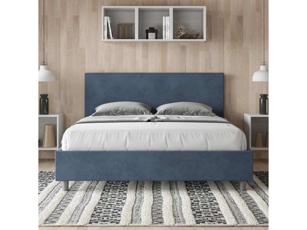 160 x 200 cm Box Spring Bed Blue