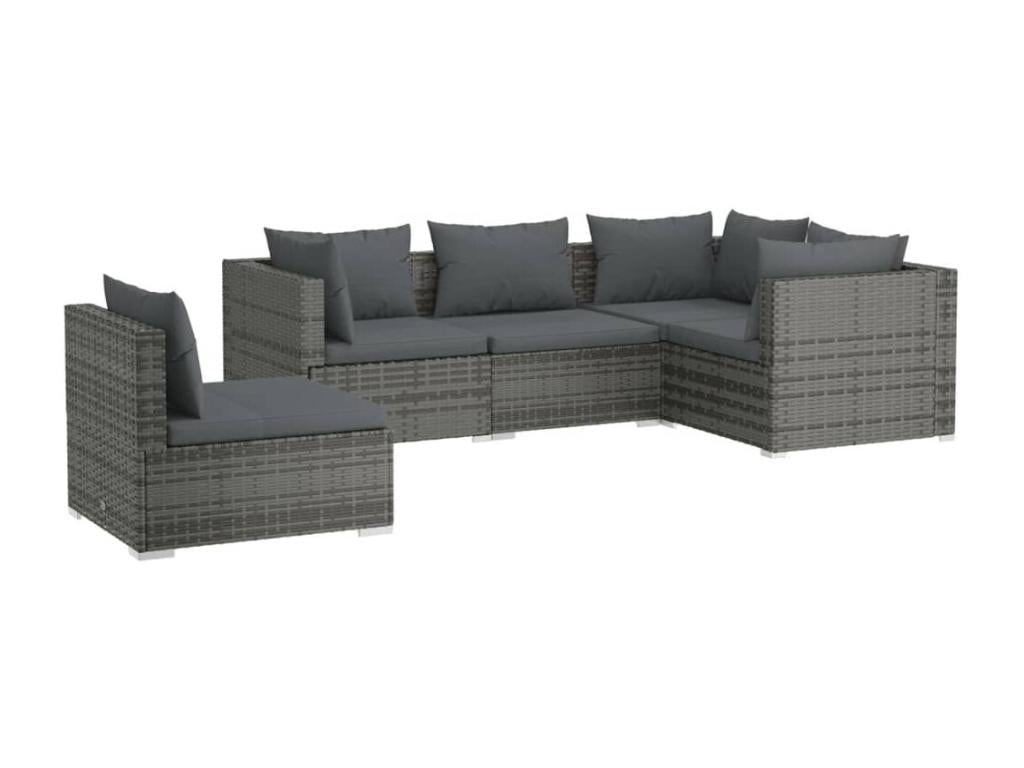 70 x 63 x 60 cm Patio Furniture Set 5-piece Resin Wicker Resin Gray