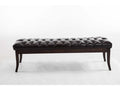 150 x 38 x 46 cm Bench Wood Faux Leather Brown