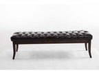 150 x 38 x 46 cm Bench Wood Faux Leather Brown