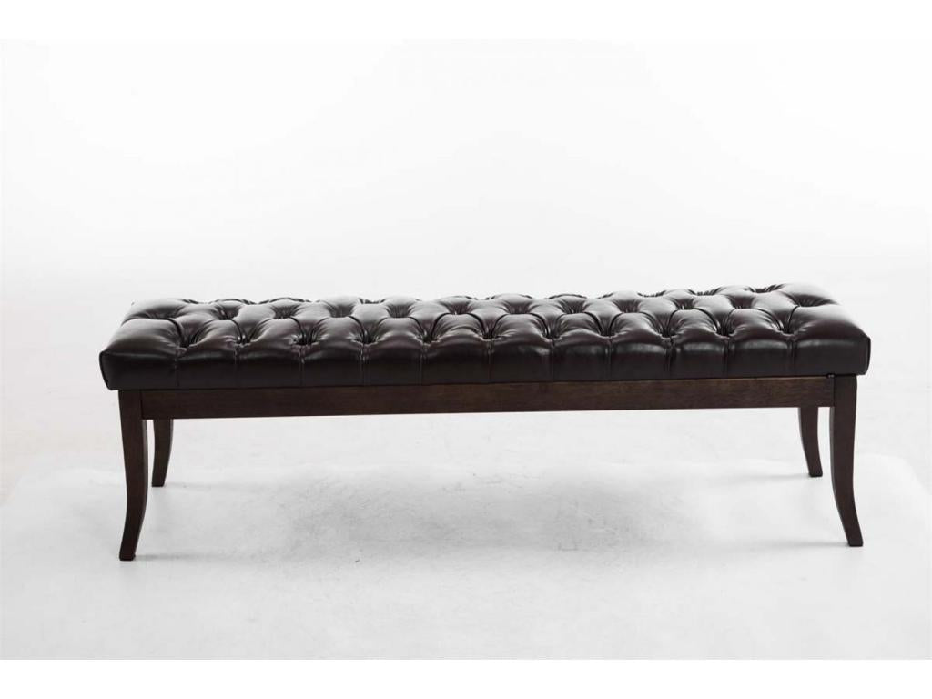 150 x 38 x 46 cm Bench Wood Faux Leather Brown
