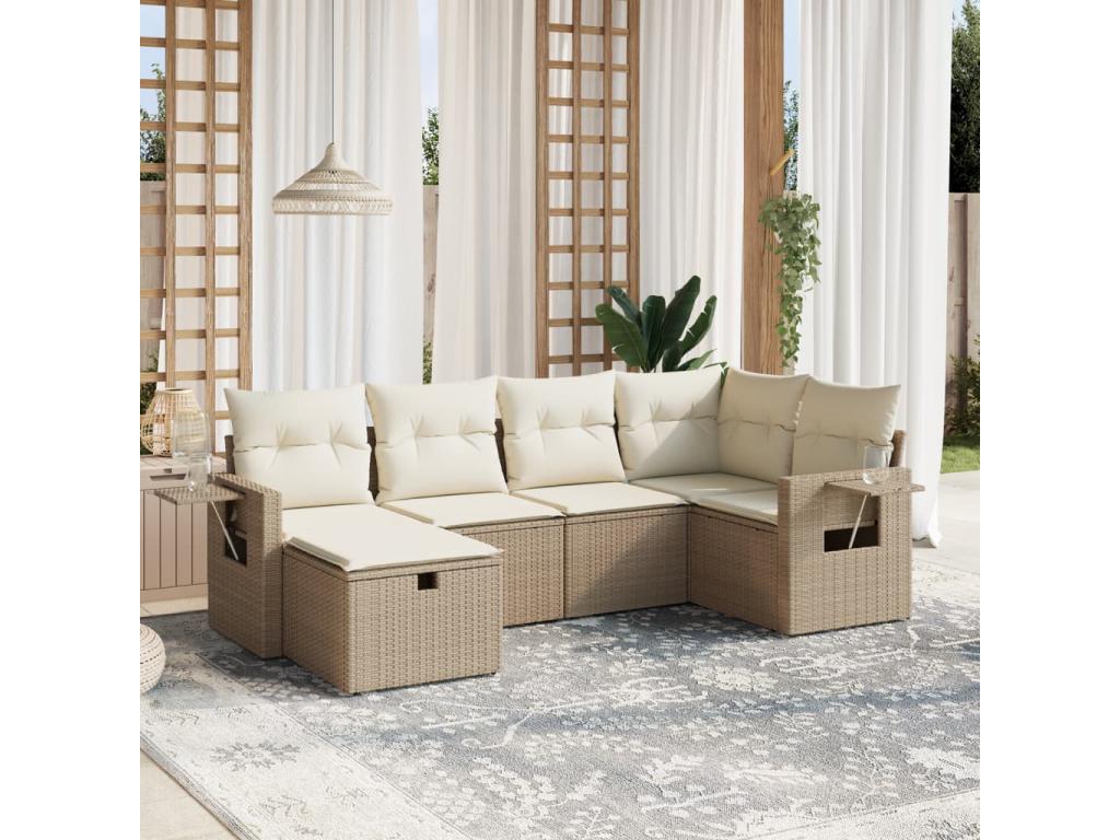 65 x 62 x 69 cm Patio Furniture Set 6-piece Resin Wicker Resin Beige