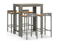 100 x 60 x 110 cm Outdoor Bar Set 5-piece Solid Wood Rattan Gray