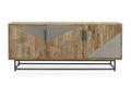 180 x 41 x 76 cm Sideboard 3-door Solid Wood Metal Dark Natural