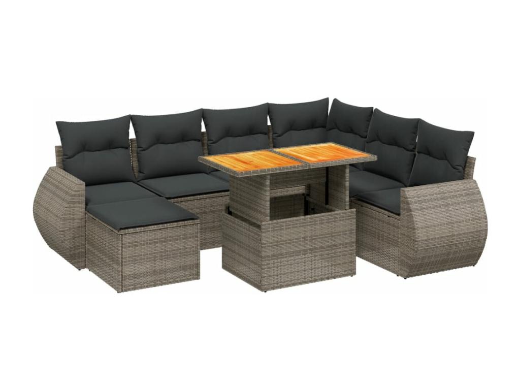 55 x 55 x 37 cm Patio Furniture Set 8-piece Resin Wicker Resin Gray