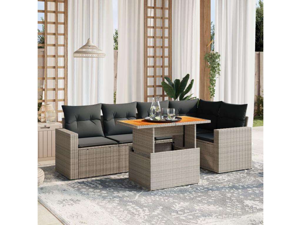 100 x 55 x 73 cm Patio Furniture Set 6-piece Resin Wicker Resin Gray