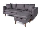 215 x 85 x 91 cm Sectional Sofa Right-facing Wood Fabric Gray