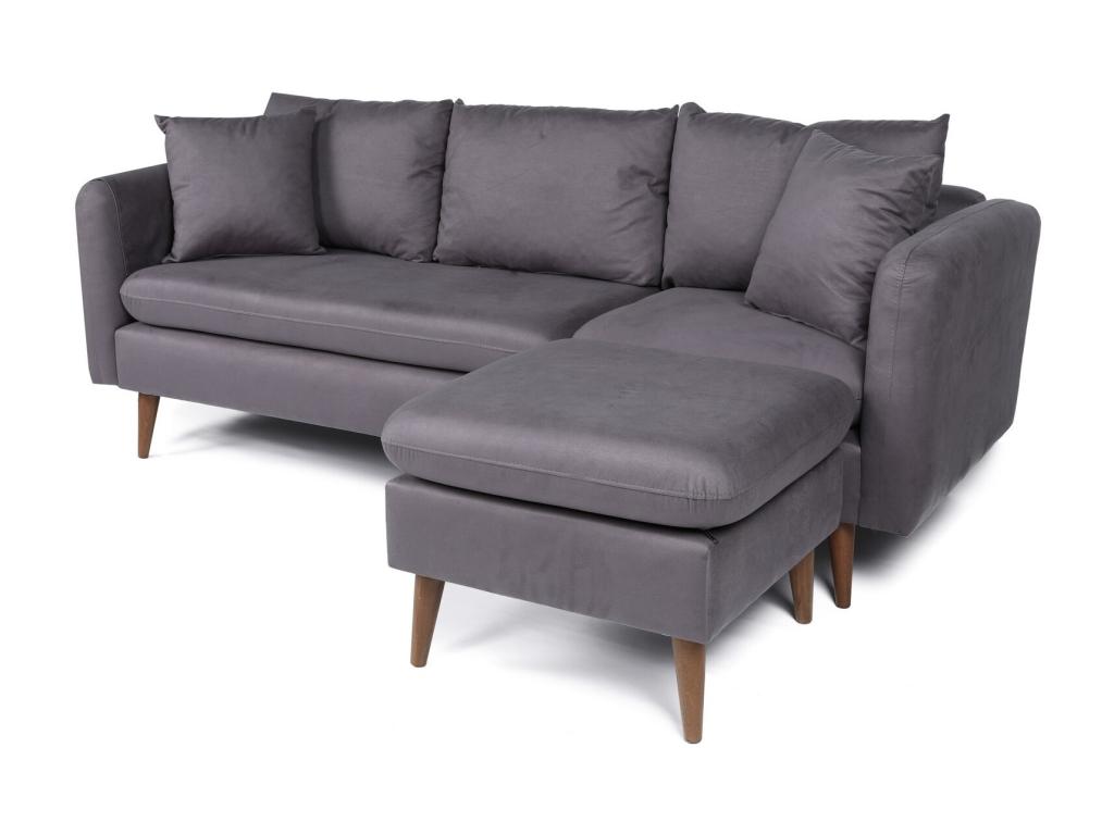 215 x 85 x 91 cm Sectional Sofa Right-facing Wood Fabric Gray