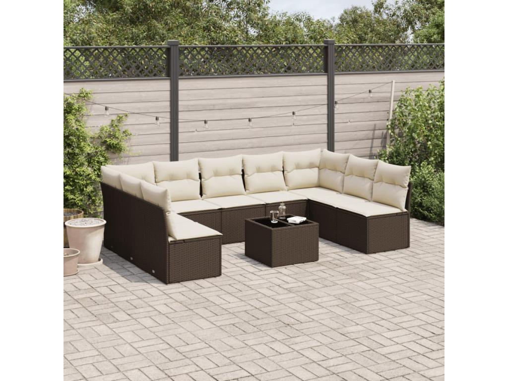 62 x 69 x 62 cm Patio Furniture Set 10-piece Resin Wicker Resin Brown