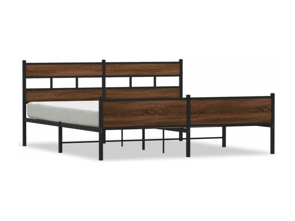 200 x 200 cm Bed Frame without Mattress Wood Metal Brown