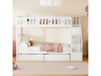 90 x 200 cm Bed 2-drawer Solid Wood White