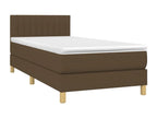 100 x 200 cm Box Spring Bed with Mattress Brown
