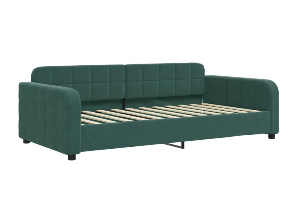 90 x 200 cm Bed with Mattress Wood Velvet Green